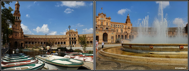 Séville Plaza España place de l'Espagne Parlement Andalou fontaine et rivière