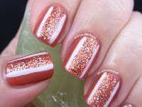 Burnt Orange Nails With Glitter