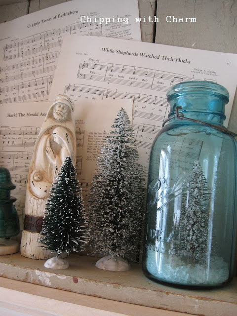 Chipping with Charm: Rustic "Tree" Mantel...http://www.chippingwithcharm.blogspot.com/