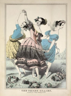 The Three Graces - coloured dance illustration