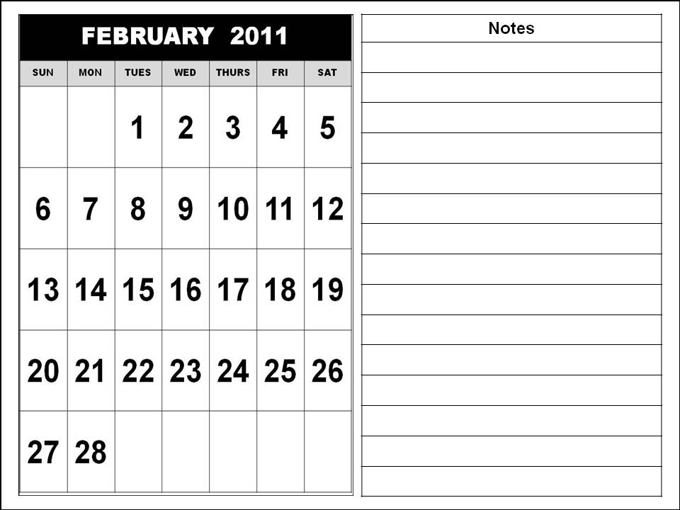 2011 calendar printable february. February 2011 Calendar With