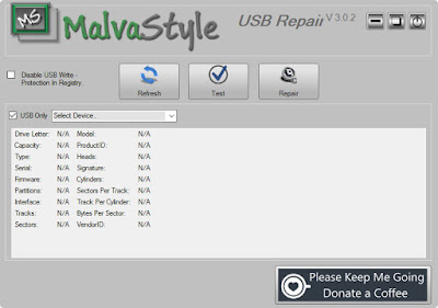 تحميل برنامج اصلاح الفلاشات التالفة والميورى التالف MalvaStyle USB Repair