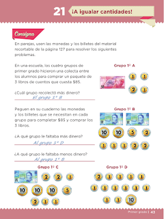 Lección 21 A igual cantidades  Primer grado contestada