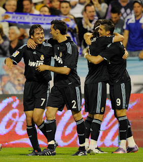 Raul celebrating, C.Ronaldo with Sergio Ramos