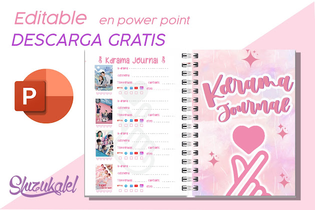 Free  Kdrama Journal  / Plantila Gratis Kdrama Jounal Editable en Power Point