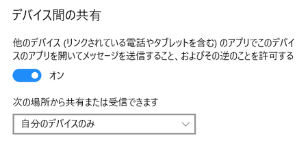 デバイス間の共有