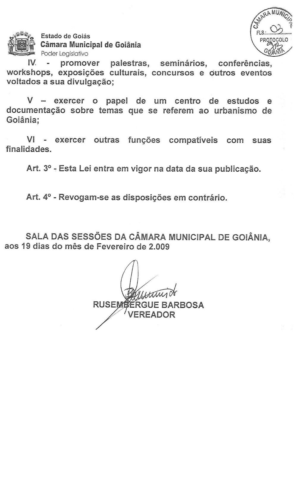 Líder do CFA recebe menção honrosa da Câmara Municipal de Goiânia