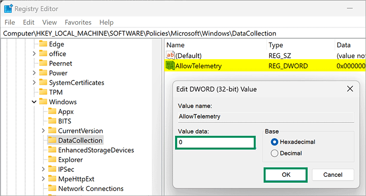 7-Registry-Editor-AllowTelemetry