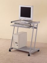 Contemporary Silver Finish Computer Workstation Office Desk/Table