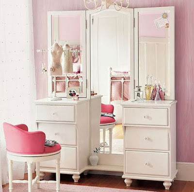 White modern dressing table design ideas with high mirror to see the full length