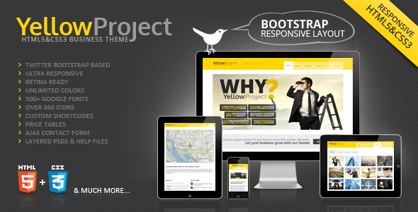 YellowProject Bootstrap Responsive Template - Business Corporate