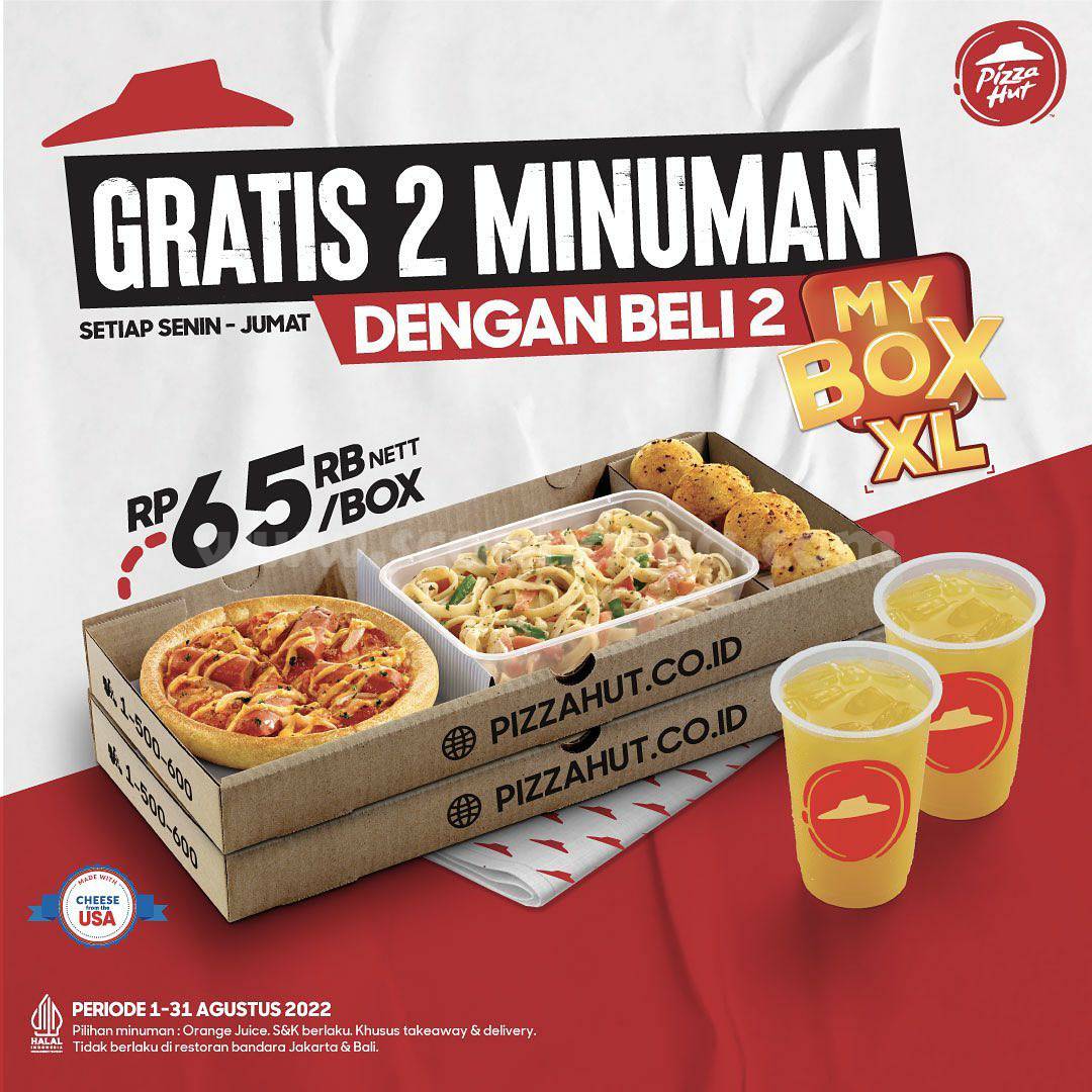 PIZZA HUT Promo GRATIS 2 MINUMAN untuk pembelian 2 MY BOX XL