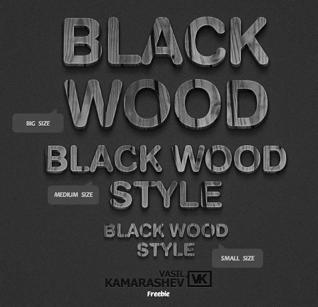 3D Black Wood Text Style