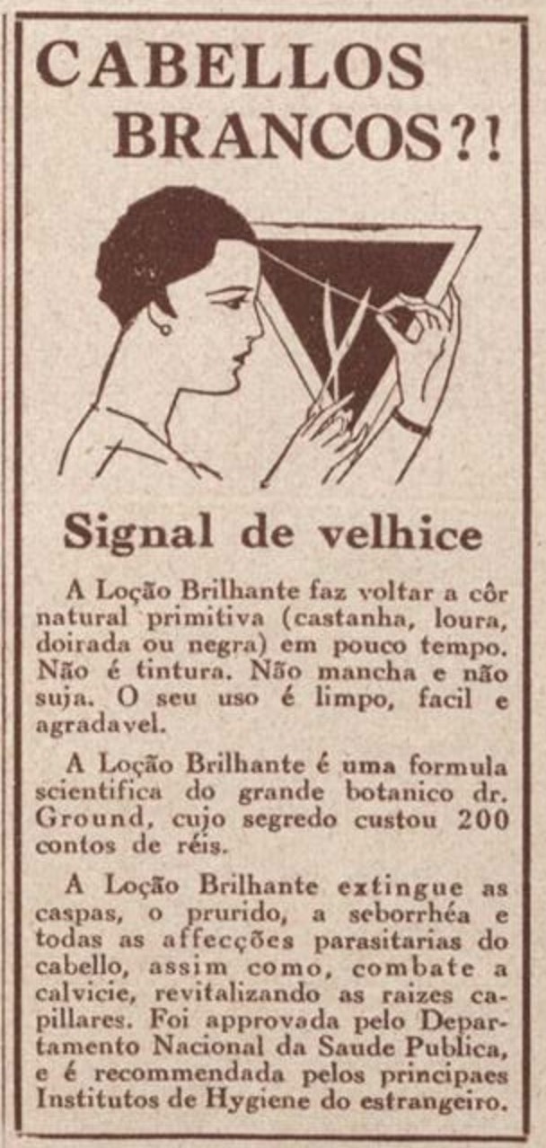 Propaganda antiga da Loção Brilhante veiculada no ano de 1931