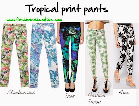 tropical print pants shopping selection, fashion and cookies, fashion blogger