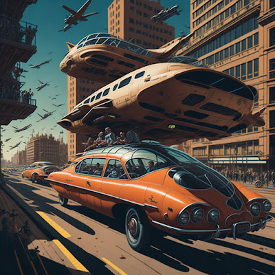 Flying Car Traffic Chaos - Image by TET & Leonardo.ai