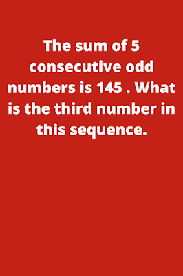 The sum of 5 consecutive odd numbers is 145 . What is the third number in this sequence.