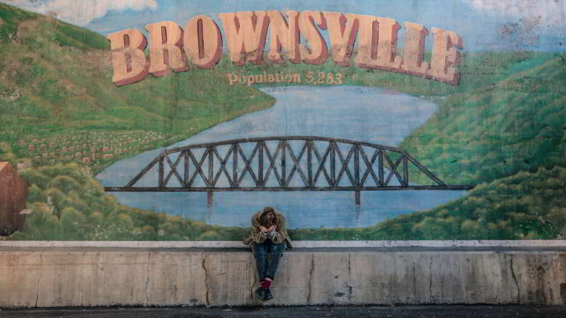 Brownsville wall painting with Sophia Lillis