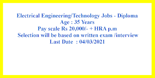 Electrical Engineering/Technology Jobs - Diploma