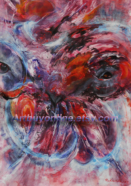 Unique Owl painting wall art in shop on Etsy: http://artbuyonline.etsy.com