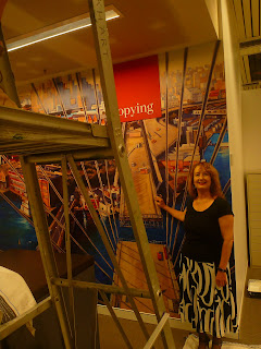 painting by industrial heritage artist Jane Bennett from the top of the Anzac Bridge, collection of the Mitchell Library, State Library of NSW