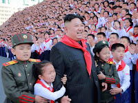 Kim Jong Un with people