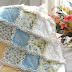 Baby Rag Quilt Shabby Roses in yellow, blues & whites