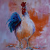 Rooster in Pink, Animal Paintings by Arizona Artist Amy Whitehouse