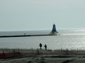 Ludington beach and lighthouse