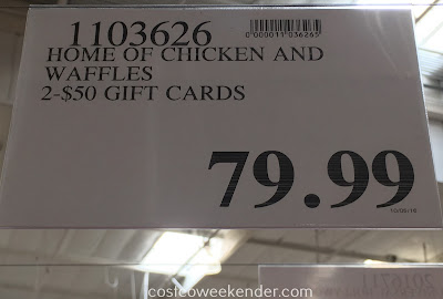 Deal for 2 $50 Gift Cards to Home of Chicken and Waffles at Costco