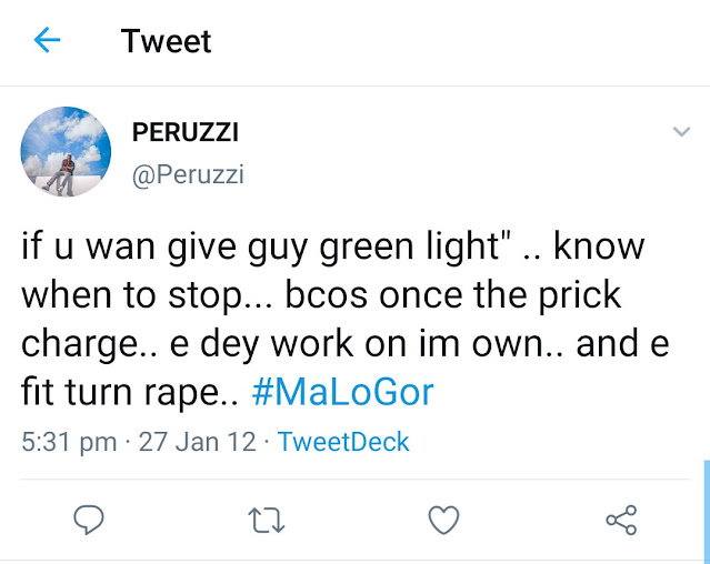 Peruzzi reacts after his old tweets were dug up to show him boasting about raping women