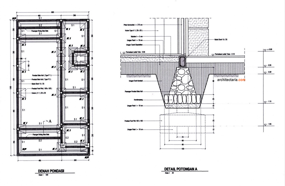 Detail Pondasi Batu Kali / Batu Gunung - Jurnal Arsitektur