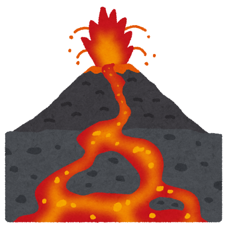 火山の噴火と溶岩のイラスト かわいいフリー素材集 いらすとや