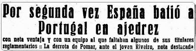 Titular en Mundo deportivo sobre el II Encuentro Ibérico de Ajedrez 1946