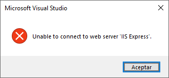 Unable to connect to web server 'IIS Express'