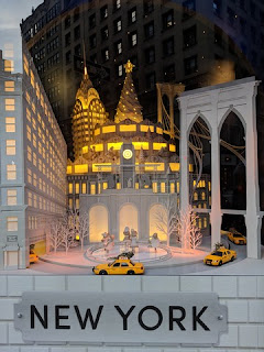 Animated display featuring yellow taxis and New York landmarks, Lord & Taylor, Fifth Avenue, New York, New York