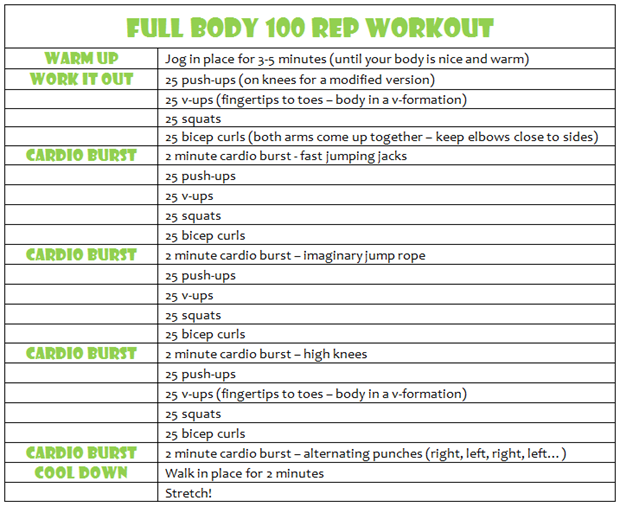 100 rep workout