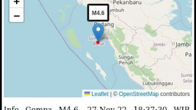 Gempa Magnitudo 4,6 Bengkulu, Terasa di Padang dan Pesisir Selatan, BMKG: Tidak Berpontensi Tsunami