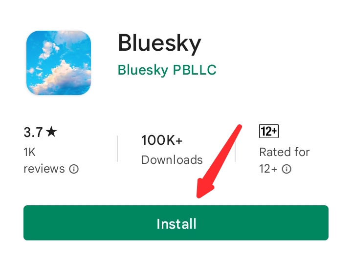 Screenshot of download Bluesky app, Bluesky login