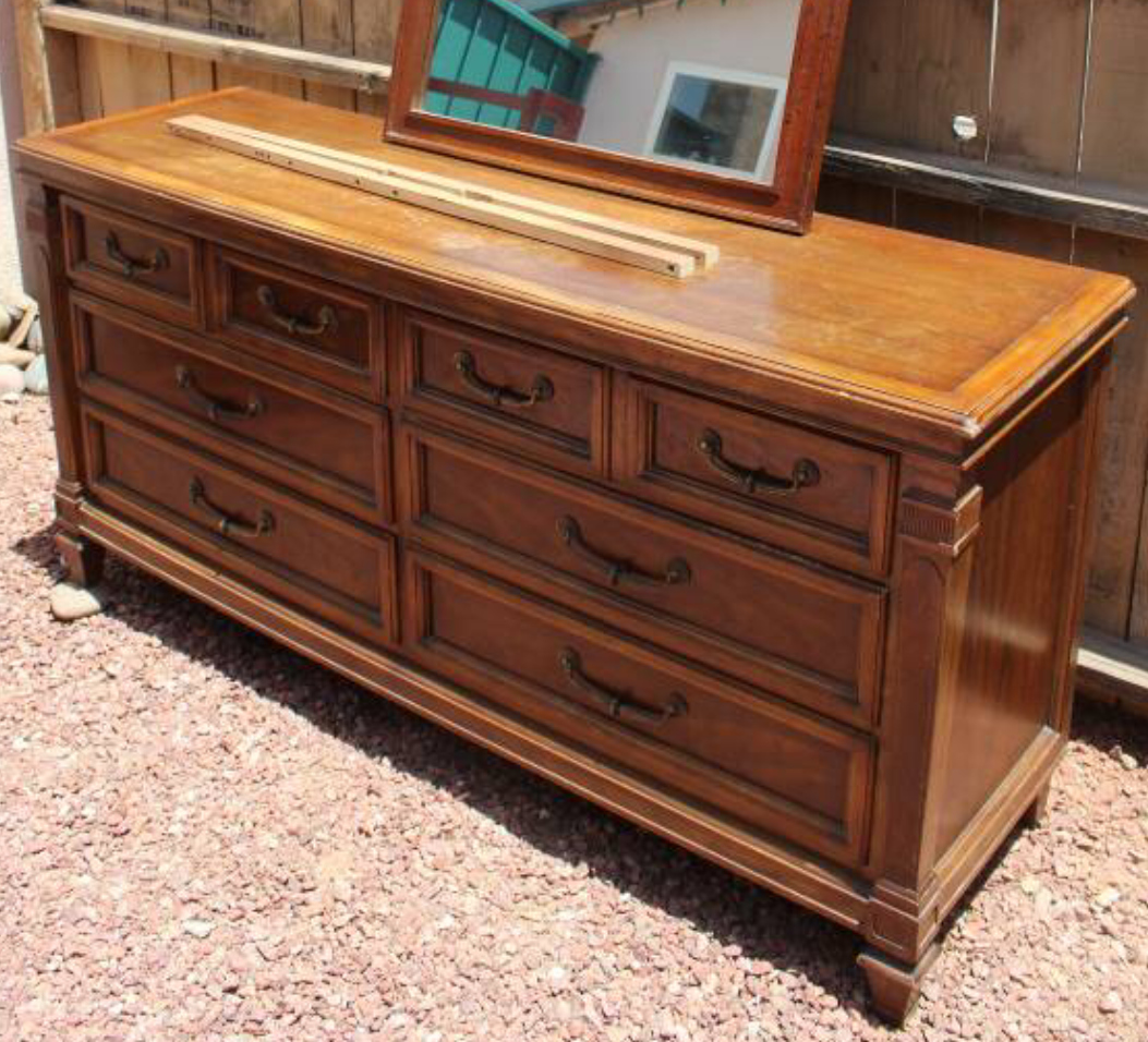 dresser before, furniture makeover