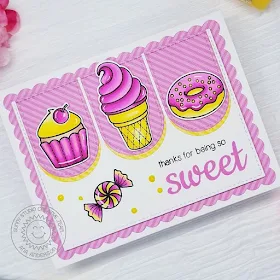 Sunny Studio Stamps: Stitched Arch Dies Sweet Shoppe Frilly Frame Dies Everyday Card by Ana Anderson
