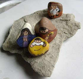 painted rocks, nativity sets, nativity scene figures, slate, Cindy Thomas