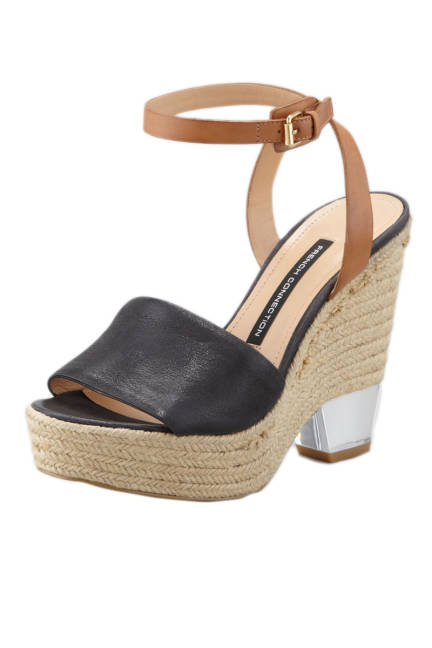 French Connection Jute Wedge Lucite Heel
