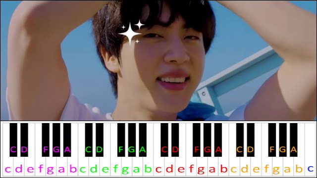 SUPER TUNA by Jin Of BTS Piano / Keyboard Easy Letter Notes for Beginners