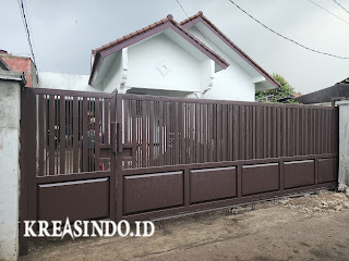 Pintu Pagar Besi Dorong Minimalis pesanan Bpk Sony di Jatijajar Depok