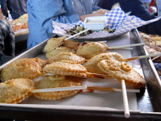 Tray with pies on sticks