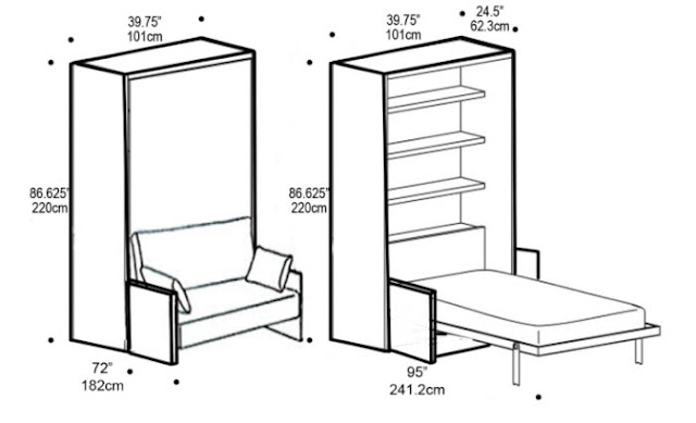 Giường gấp sofa tủ sách đa năng 1m2