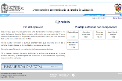 Simulacro para el examen de admisión de la Universidad Nacional de Colombia