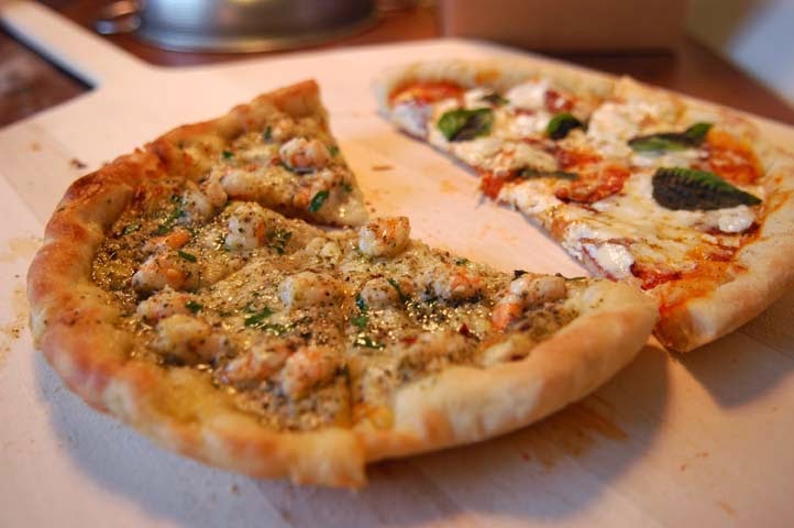 White Shrimp Pizza & Pepperoni Pizza