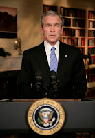 President George W. Bush concludes his address to the nation Wednesday evening, Jan. 10, 2007, from the White House Library, where President Bush outlined a new strategy on Iraq. White House photo by Eric Draper.